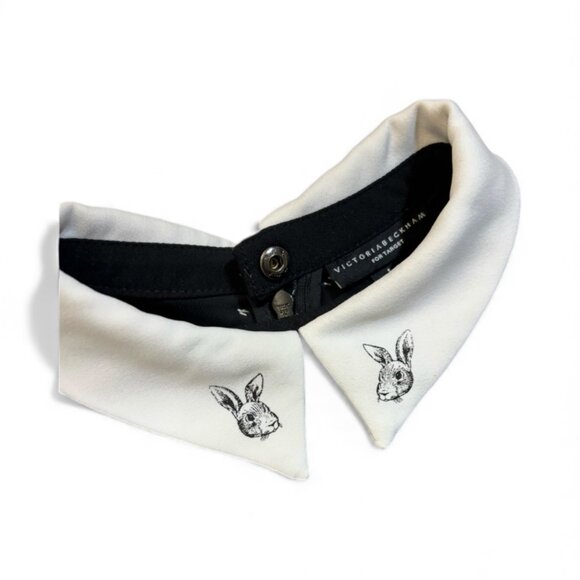 Victoria Beckham Black Dress w White Rabbit Collar - Picture 2 of 5